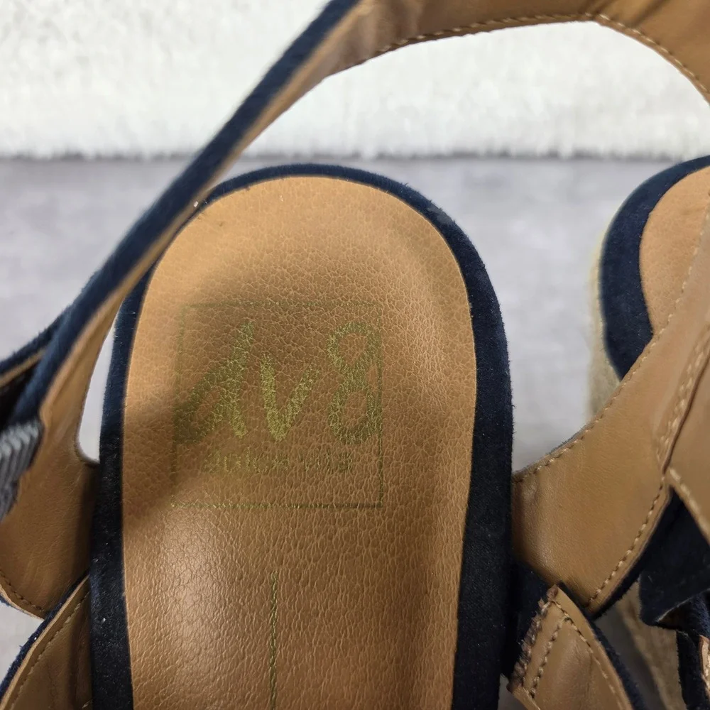 DV8 by Dolce Vita Navy Blue Faux Suede Espadrille Wedge Sandals Womens 8